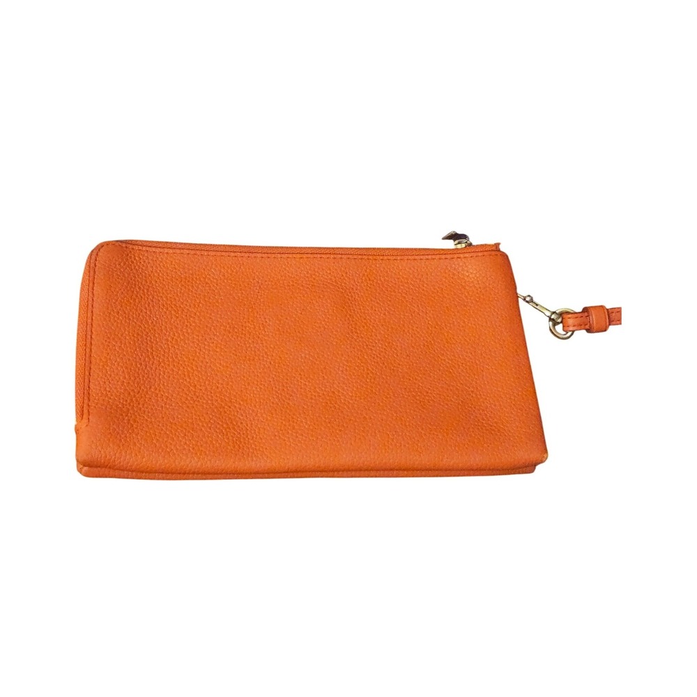 Coach‎ Double Zip Wristlet Orange Pebbled Leather Clutch Bag 87591 - Picture 4 of 8